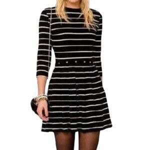 Armani Jeans by GA black white stripes fit flattering Jersey Skater sleeves SzM